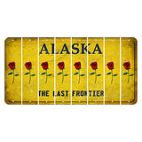 Alaska The Last Frontier Cut License Plate Strips (Set of 8) Red Rose