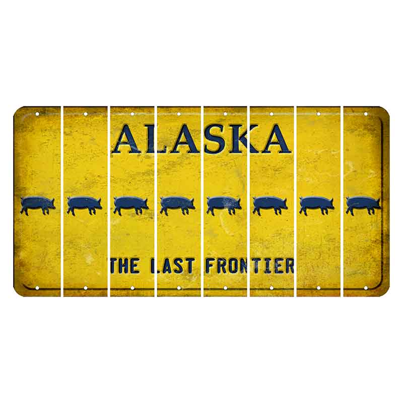 Alaska The Last Frontier Cut License Plate Strips (Set of 8) Pig