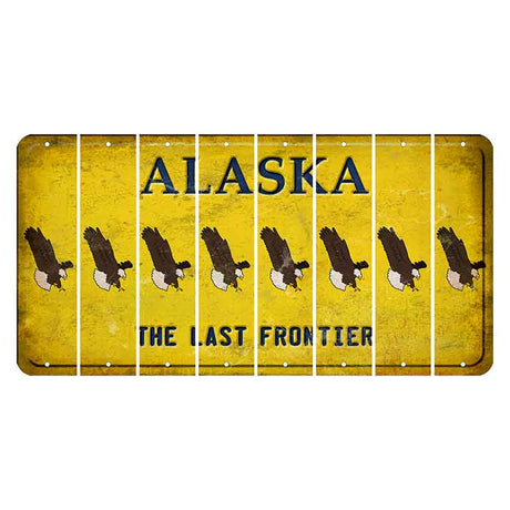 Alaska The Last Frontier Cut License Plate Strips (Set of 8) Bald Eagle