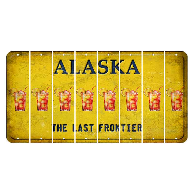 Alaska The Last Frontier Cut License Plate Strips (Set of 8) Cocktail