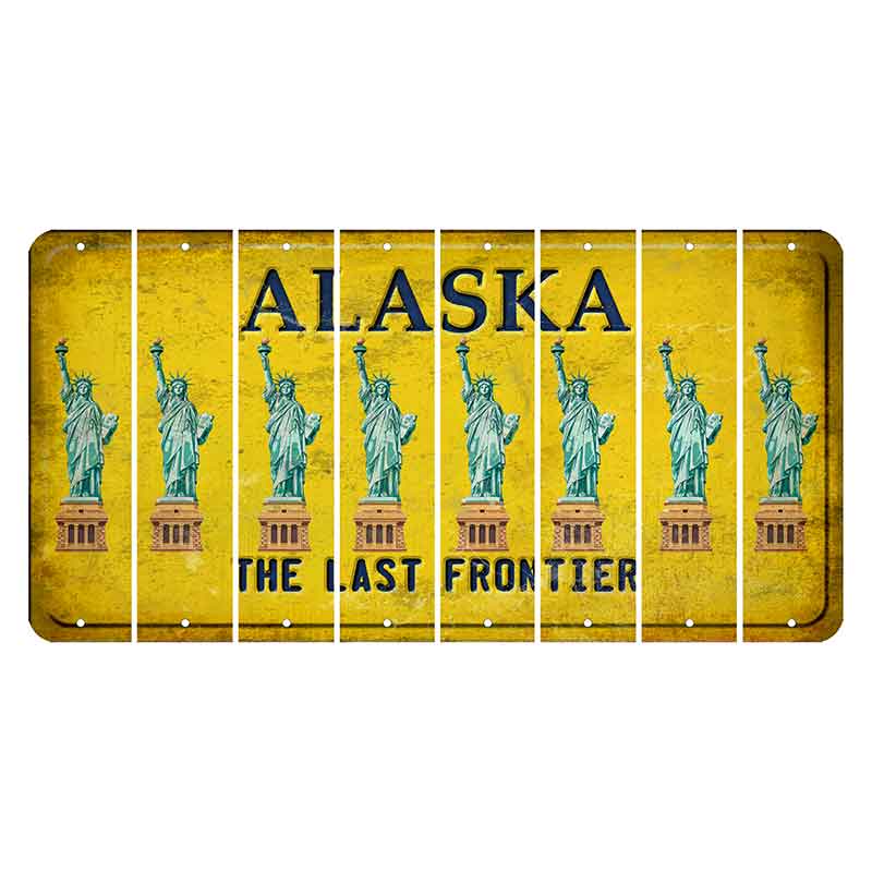 Alaska The Last Frontier Cut License Plate Strips (Set of 8) Statue of Liberty