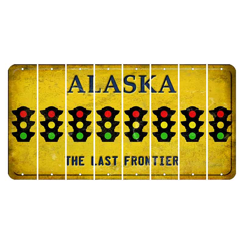 Alaska The Last Frontier Cut License Plate Strips (Set of 8) Traffic Light