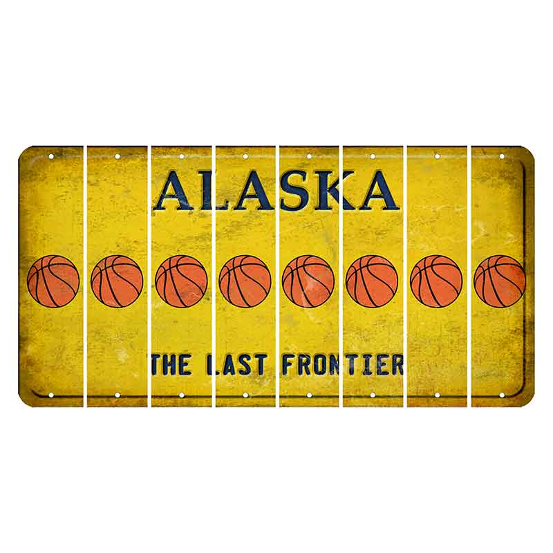 Alaska The Last Frontier Cut License Plate Strips (Set of 8) Basketball