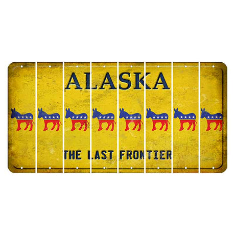 Alaska The Last Frontier Cut License Plate Strips (Set of 8) Democrat