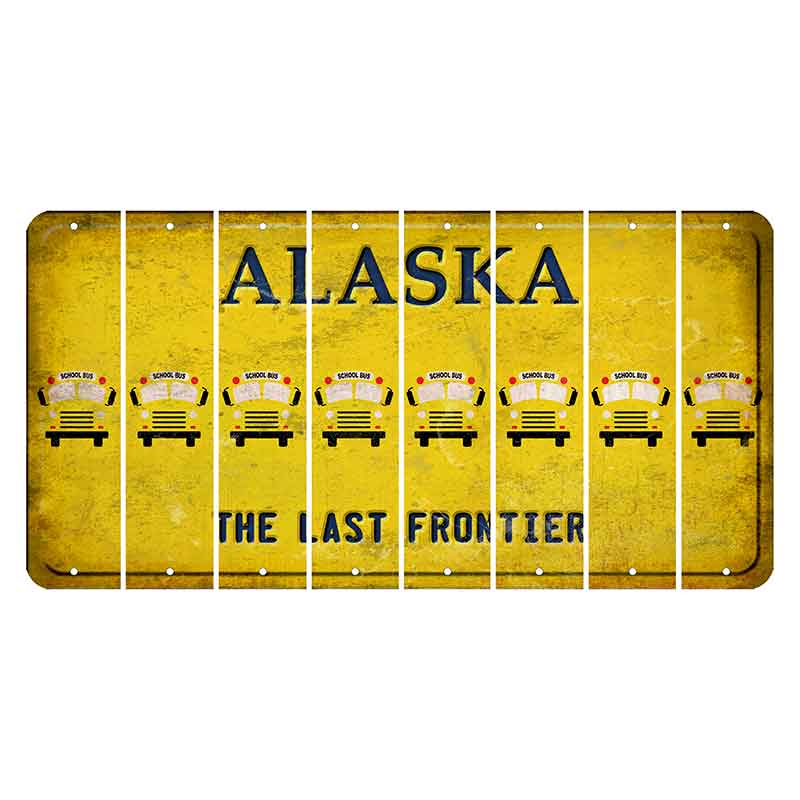 Alaska The Last Frontier Cut License Plate Strips (Set of 8) School Bus