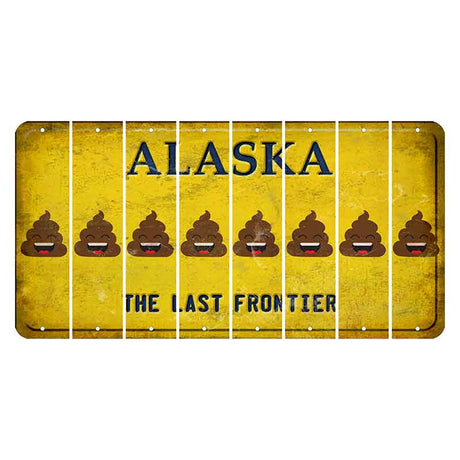Alaska The Last Frontier Cut License Plate Strips (Set of 8) Emoji - Poop