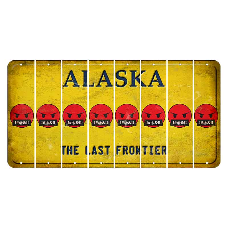 Alaska The Last Frontier Cut License Plate Strips (Set of 8) Emoji - Pissed
