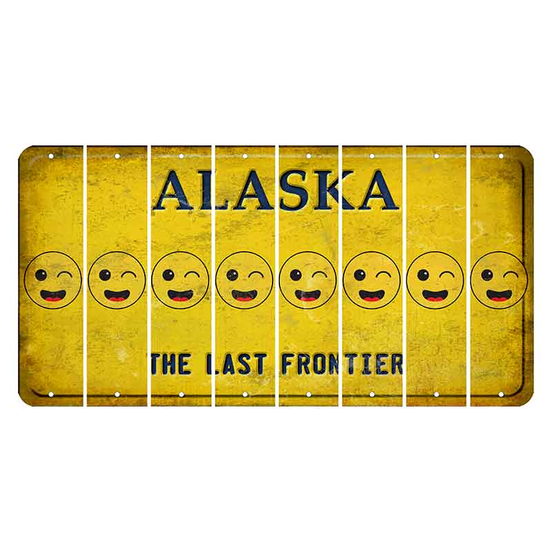 Alaska The Last Frontier Cut License Plate Strips (Set of 8) Emoji - Winking