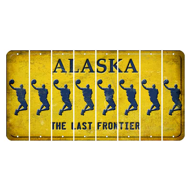 Alaska The Last Frontier Cut License Plate Strips (Set of 8) Basketball Player