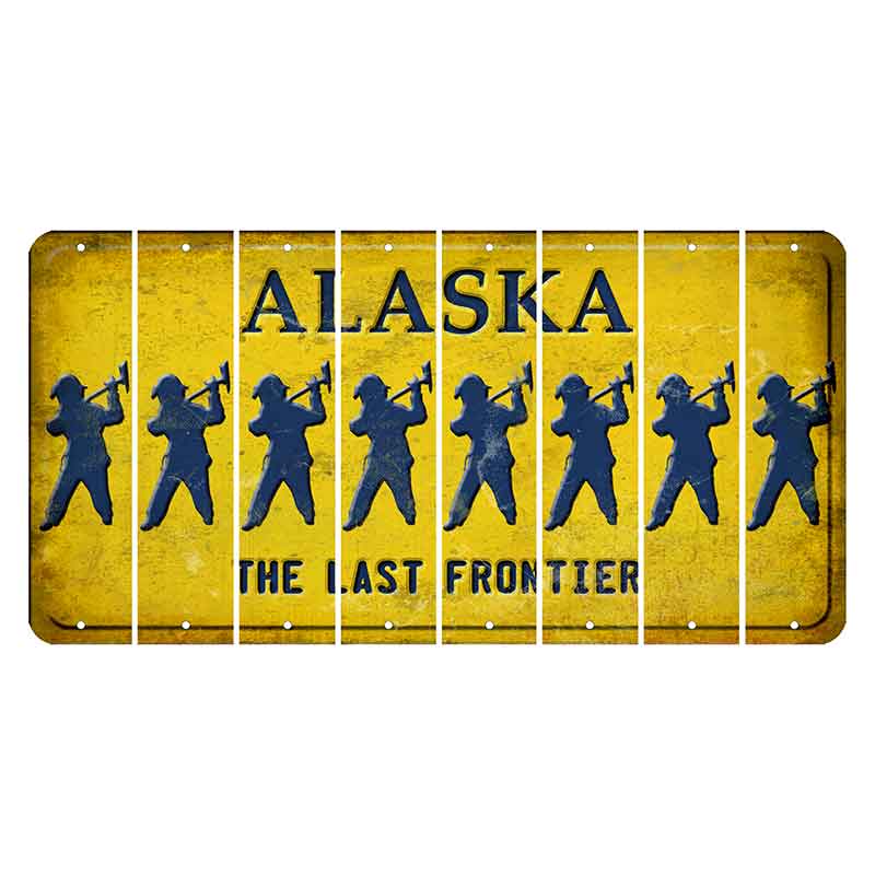 Alaska The Last Frontier Cut License Plate Strips (Set of 8) Fireman with Axe