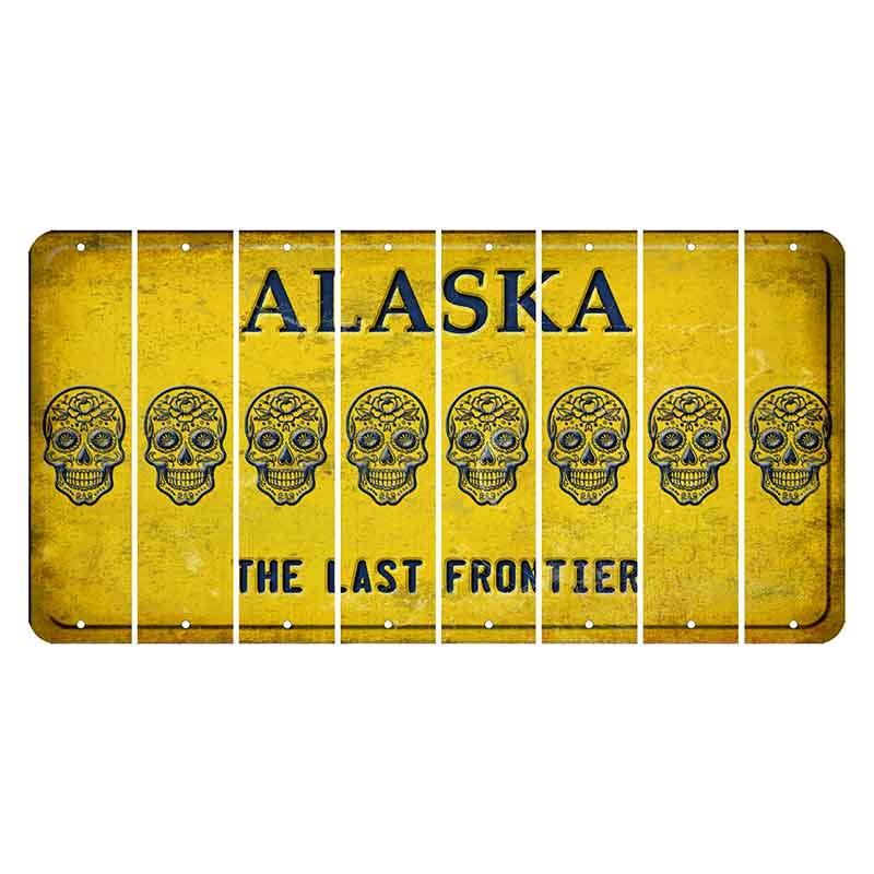 Alaska The Last Frontier Cut License Plate Strips (Set of 8) Sugar Skull