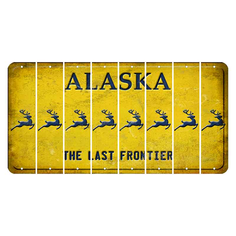 Alaska The Last Frontier Cut License Plate Strips (Set of 8) Reindeer