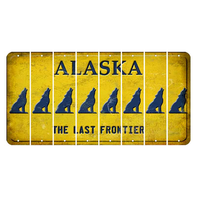 Alaska The Last Frontier Cut License Plate Strips (Set of 8) Howling Wolf