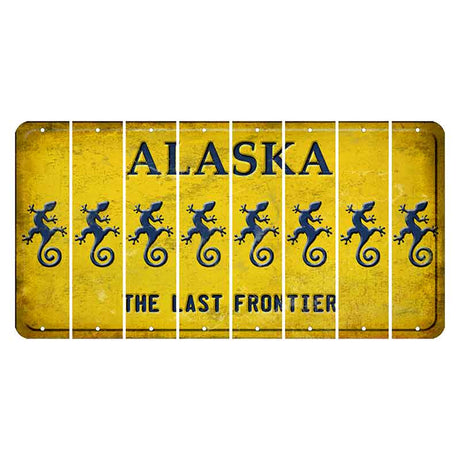Alaska The Last Frontier Cut License Plate Strips (Set of 8) Gecko
