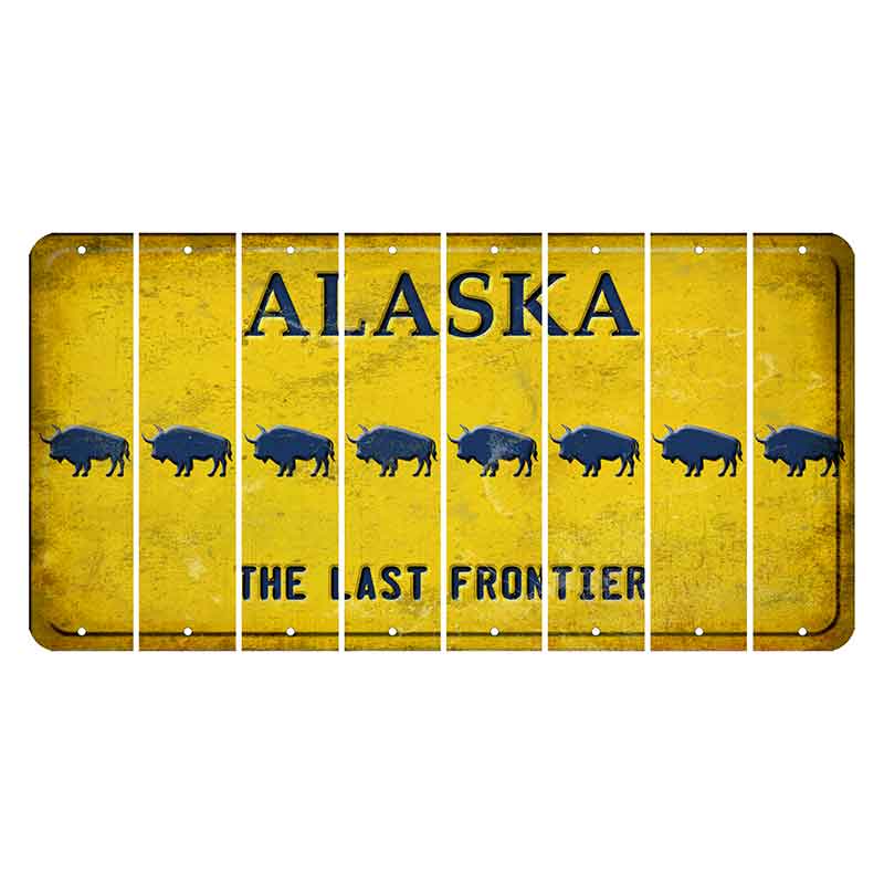 Alaska The Last Frontier Cut License Plate Strips (Set of 8) Buffalo