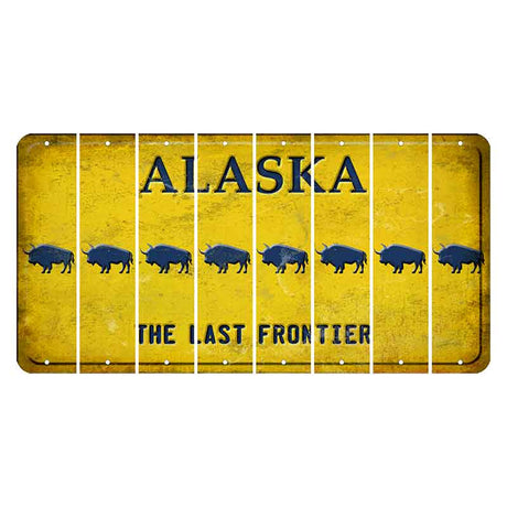 Alaska The Last Frontier Cut License Plate Strips (Set of 8) Buffalo