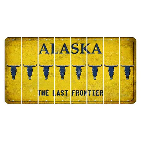 Alaska The Last Frontier Cut License Plate Strips (Set of 8) Cow Skull