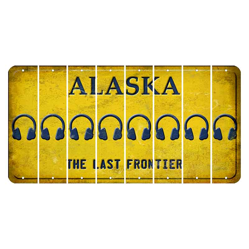 Alaska The Last Frontier Cut License Plate Strips (Set of 8) Headphones