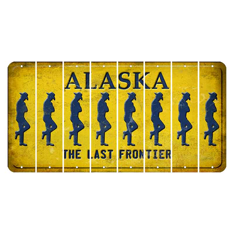 Alaska The Last Frontier Cut License Plate Strips (Set of 8) Cowboy - Leaning