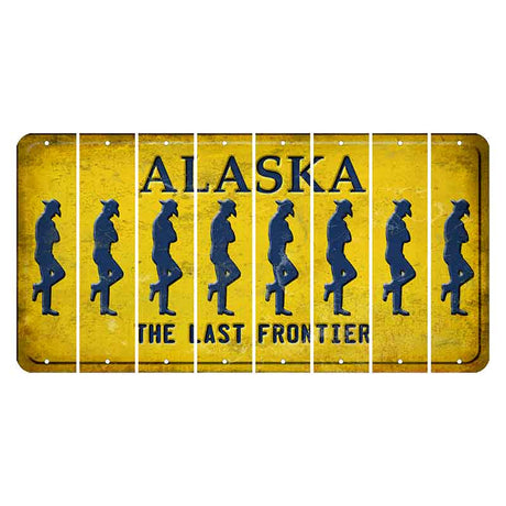 Alaska The Last Frontier Cut License Plate Strips (Set of 8) Cowboy - Leaning