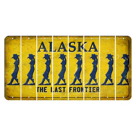Alaska The Last Frontier Cut License Plate Strips (Set of 8) Cowgirl - Leaning