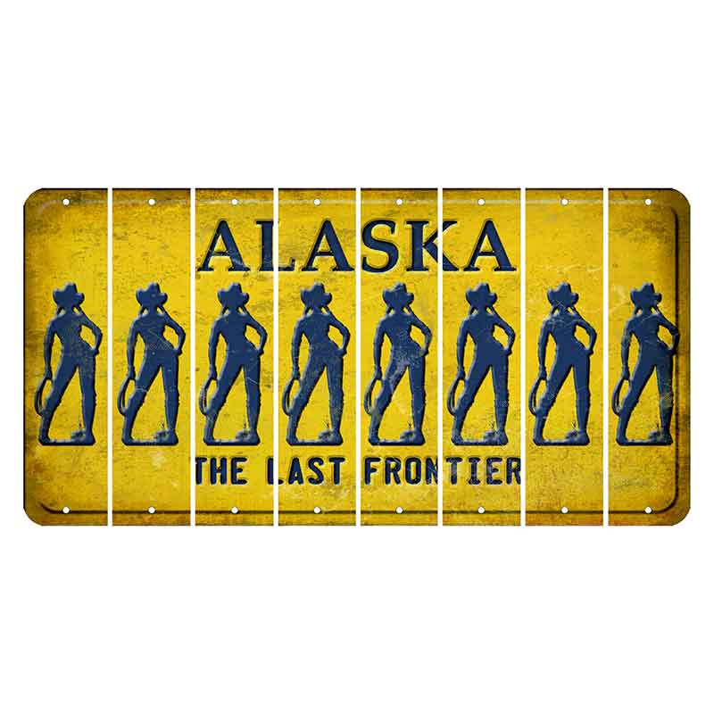 Alaska The Last Frontier Cut License Plate Strips (Set of 8) Cowgirl