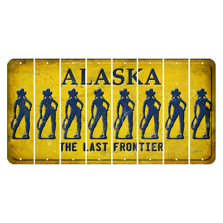 Alaska The Last Frontier Cut License Plate Strips (Set of 8) Cowgirl
