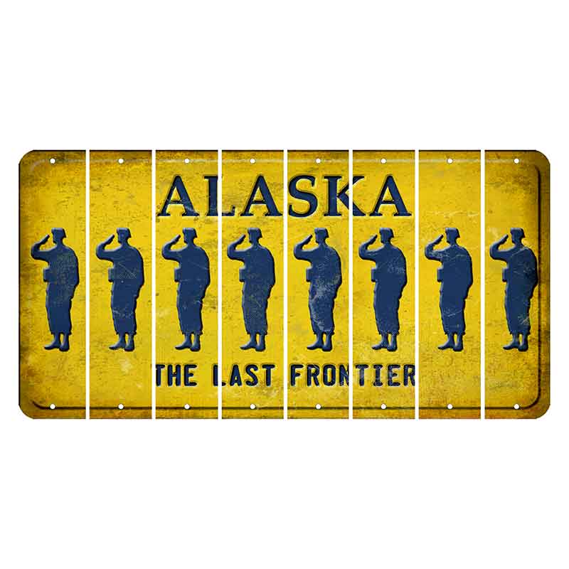 Alaska The Last Frontier Cut License Plate Strips (Set of 8) Soldier - Saluting