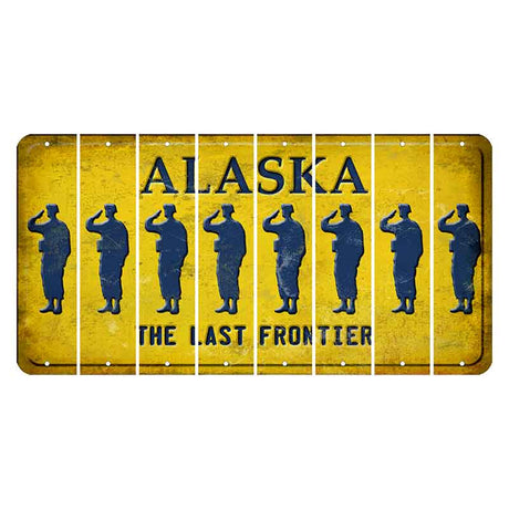 Alaska The Last Frontier Cut License Plate Strips (Set of 8) Soldier - Saluting