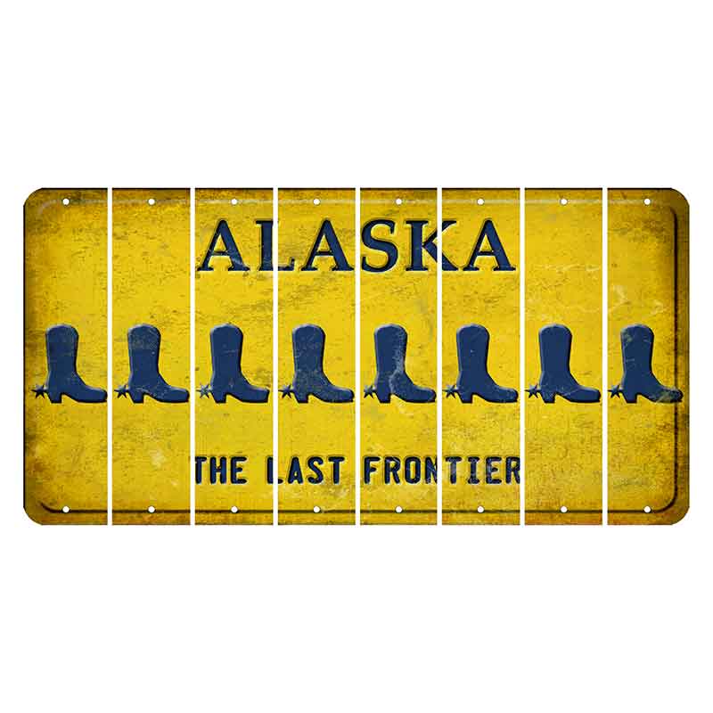 Alaska The Last Frontier Cut License Plate Strips (Set of 8) Cowboy Boot