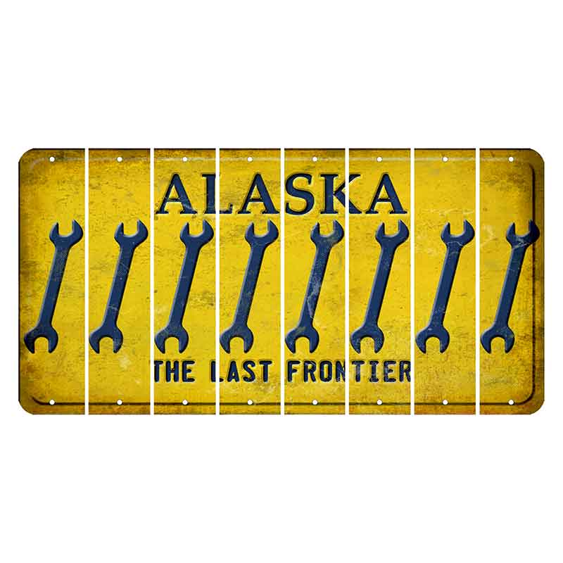 Alaska The Last Frontier Cut License Plate Strips (Set of 8) Wrench
