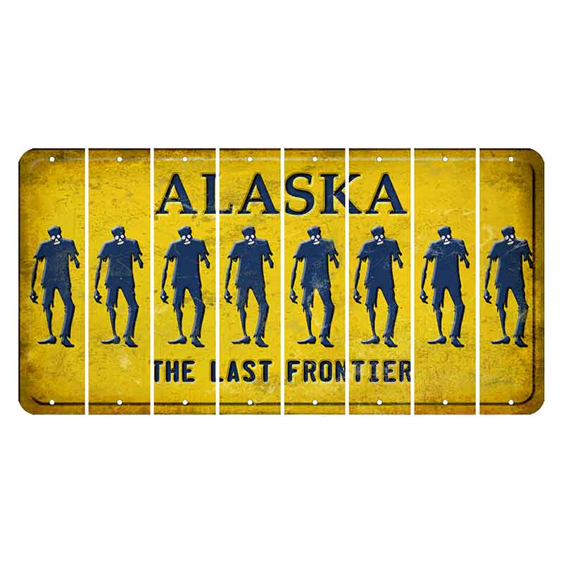 Alaska The Last Frontier Cut License Plate Strips (Set of 8) Zombie