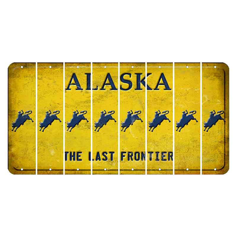 Alaska The Last Frontier Cut License Plate Strips (Set of 8) Bull Rider