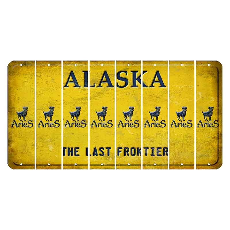 Alaska The Last Frontier Cut License Plate Strips (Set of 8) Zodiac Sign - Aries
