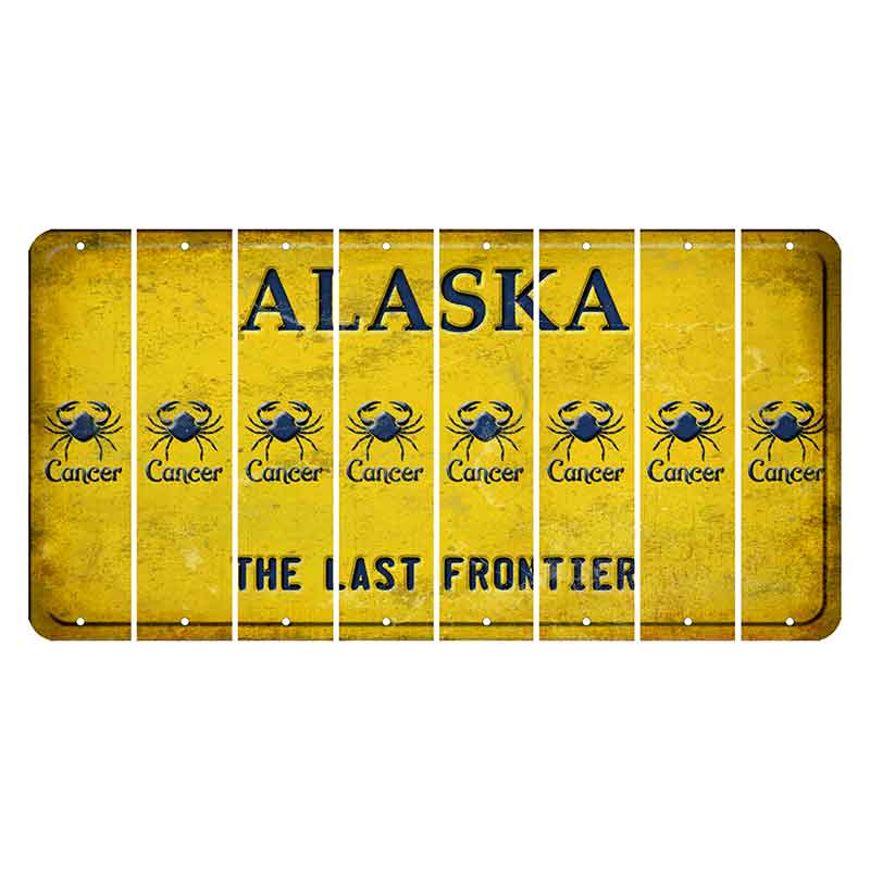 Alaska The Last Frontier Cut License Plate Strips (Set of 8) Zodiac Sign - Cancer