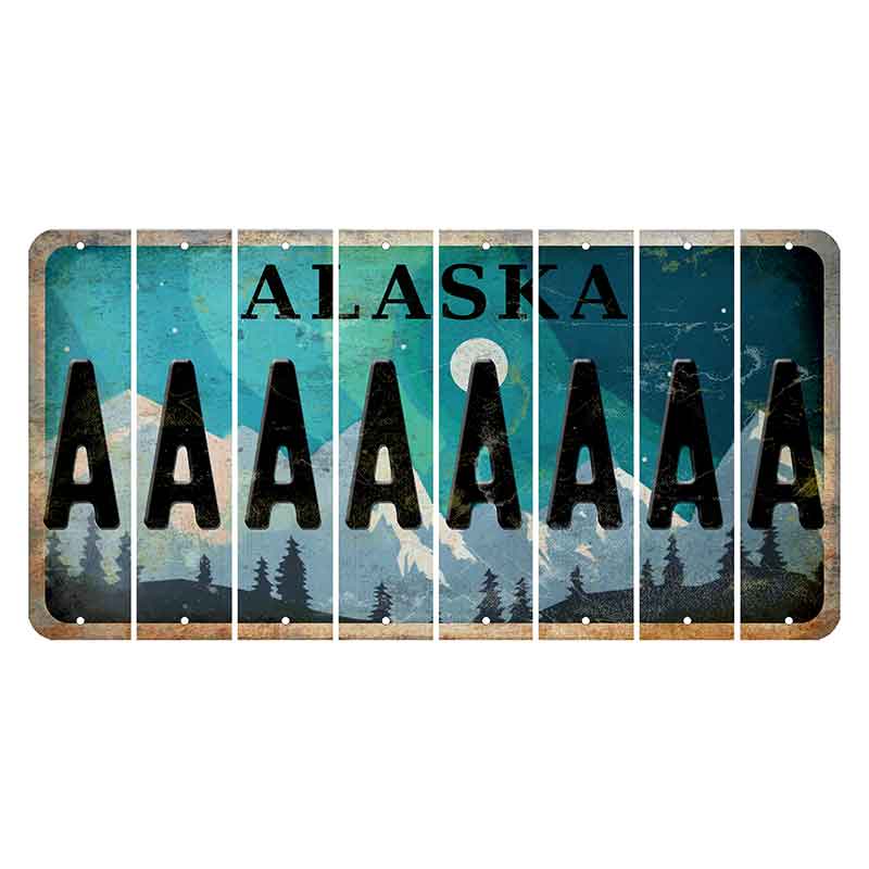 Alaska Northern Lights Cut License Plate Strips (Set of 8) A