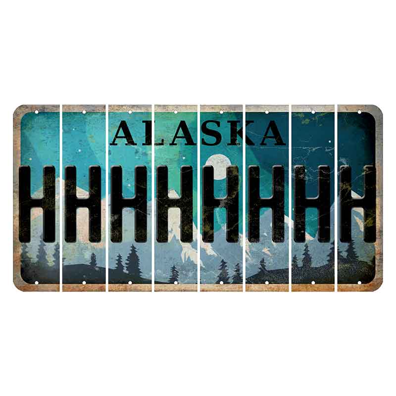 Alaska Northern Lights Cut License Plate Strips (Set of 8) H