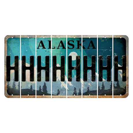 Alaska Northern Lights Cut License Plate Strips (Set of 8) H