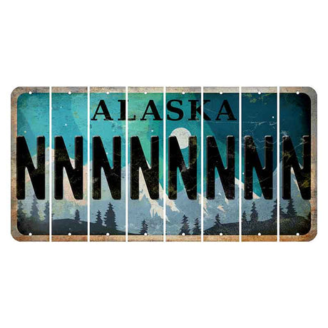 Alaska Northern Lights Cut License Plate Strips (Set of 8) N