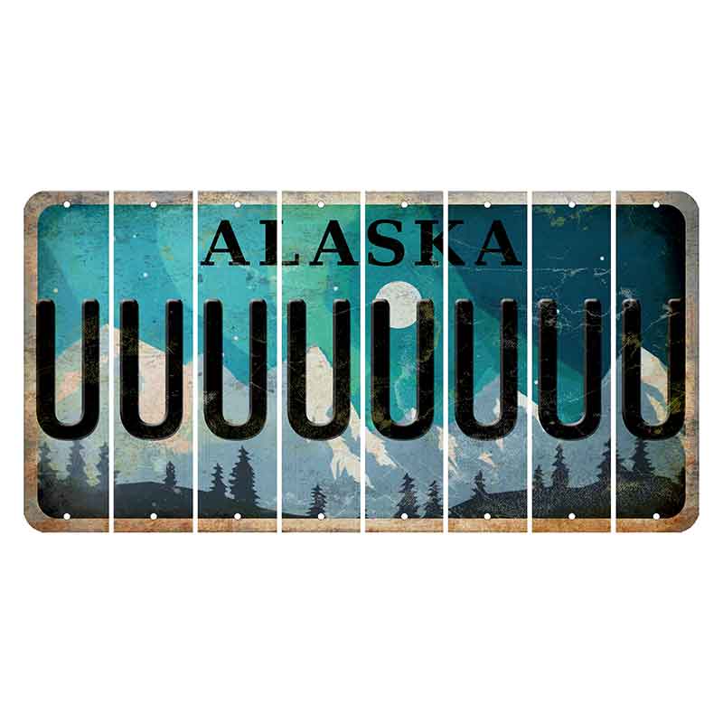 Alaska Northern Lights Cut License Plate Strips (Set of 8) U