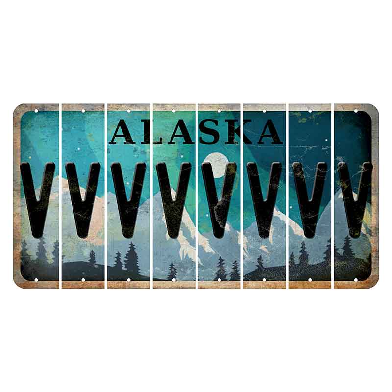 Alaska Northern Lights Cut License Plate Strips (Set of 8) V