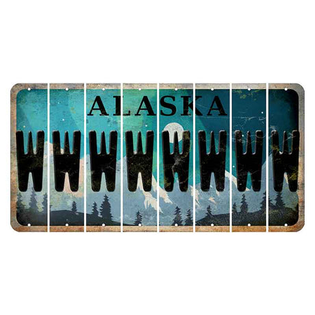 Alaska Northern Lights Cut License Plate Strips (Set of 8) W
