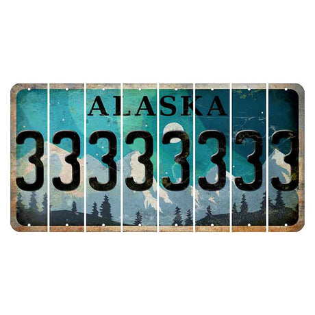 Alaska Northern Lights Cut License Plate Strips (Set of 8) 3
