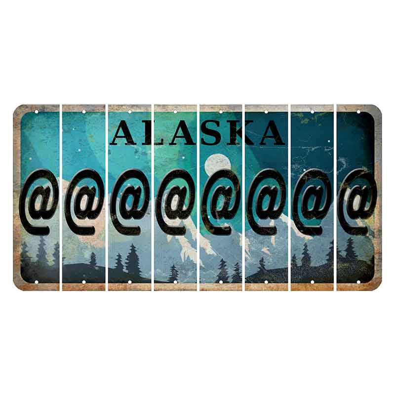 Alaska Northern Lights Cut License Plate Strips (Set of 8) At Sign