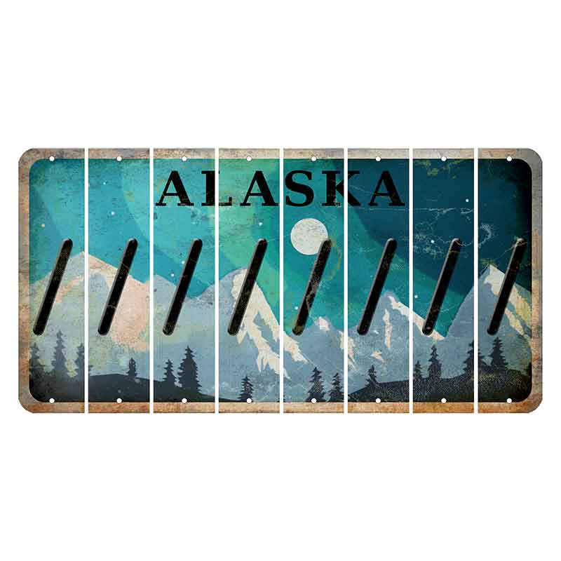 Alaska Northern Lights Cut License Plate Strips (Set of 8) Forward Slash