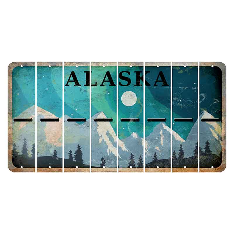 Alaska Northern Lights Cut License Plate Strips (Set of 8) Hyphen