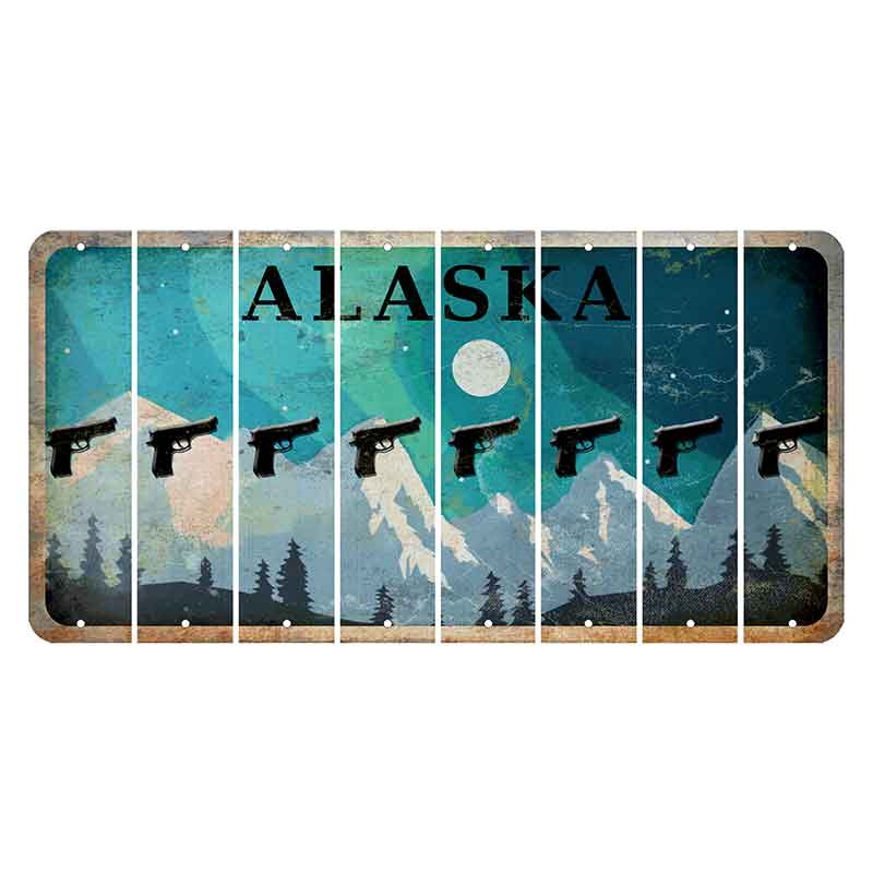 Alaska Northern Lights Cut License Plate Strips (Set of 8) Handgun