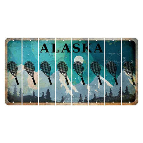 Alaska Northern Lights Cut License Plate Strips (Set of 8) Tennis Racket