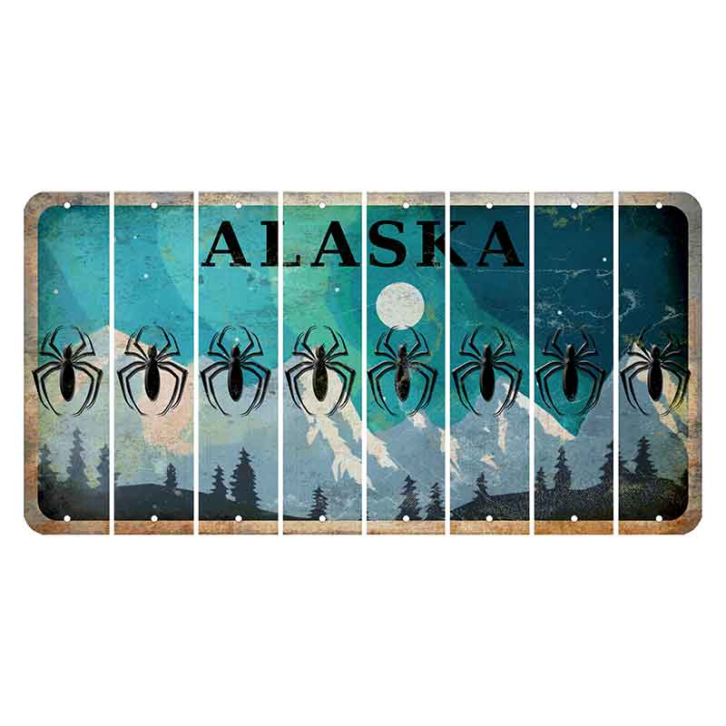 Alaska Northern Lights Cut License Plate Strips (Set of 8) Spider