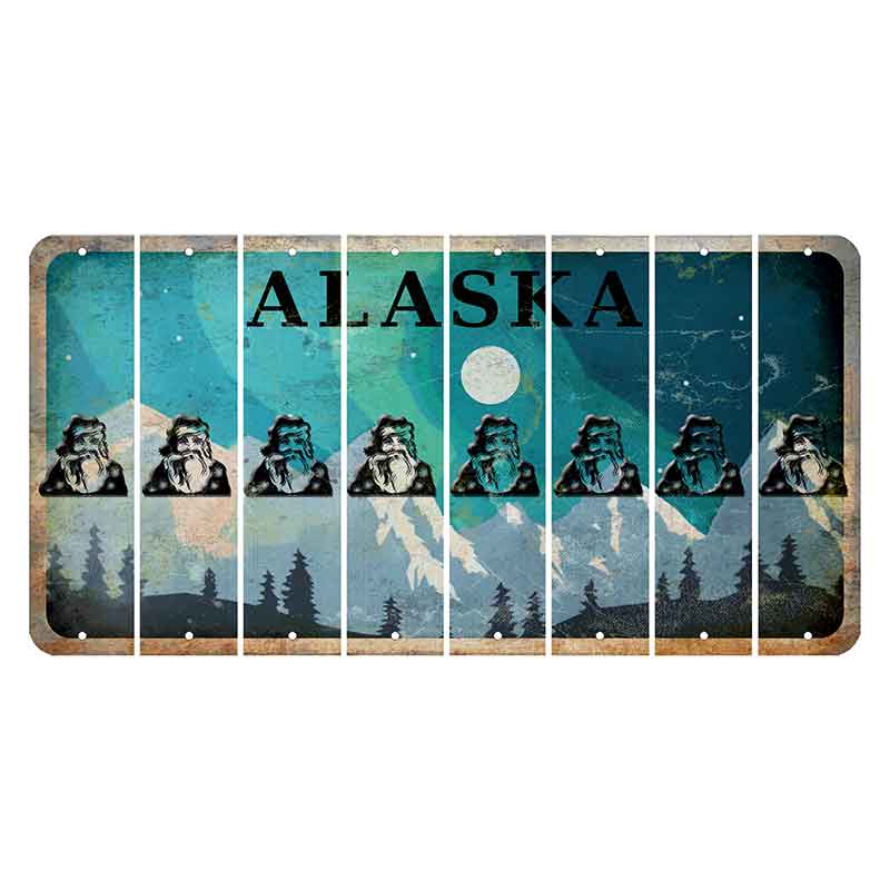 Alaska Northern Lights Cut License Plate Strips (Set of 8) Santa Claus